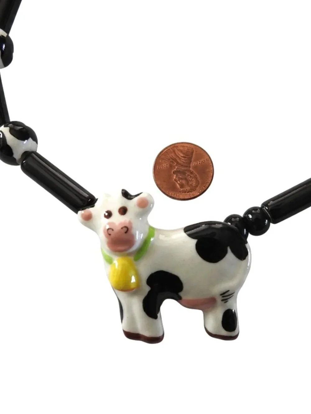 Vintage Flying Colors Ceramic Cow Choker Necklace Collectible